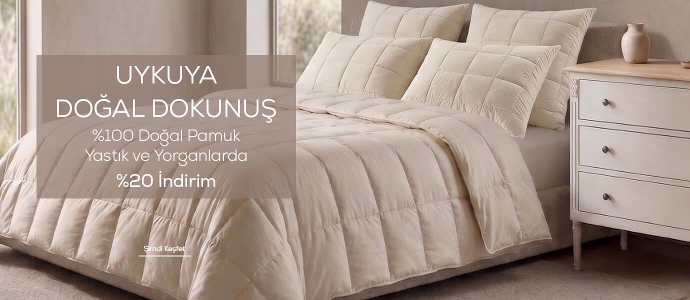 %100 Dogal Pamuk Yastık Yorgan %20 Indirim