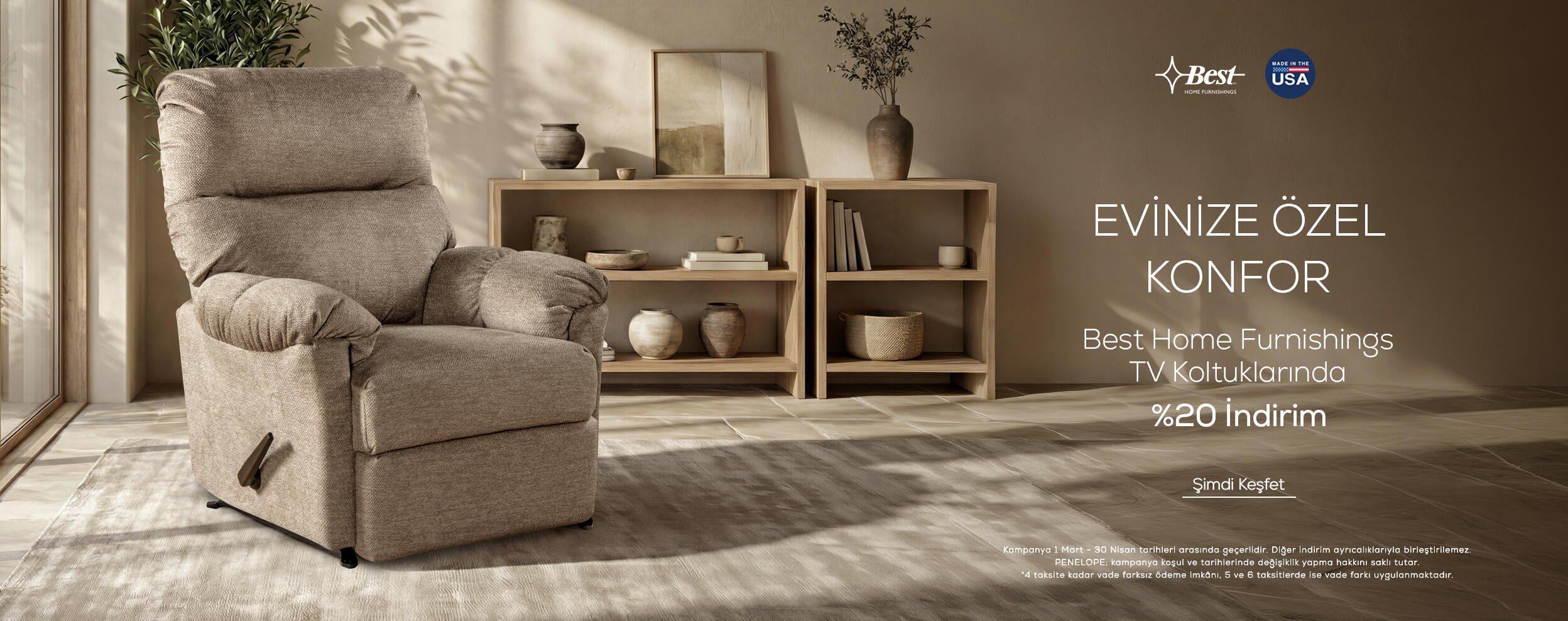Best Home Furnishings Tv Koltuklarında %20 İndirim