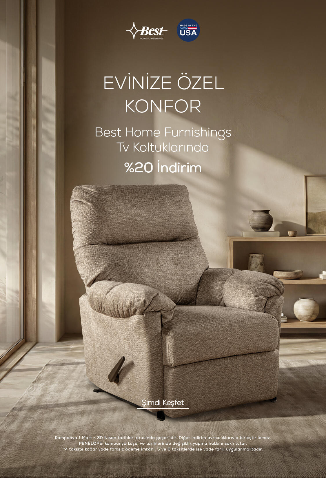 Best Home Furnishings Tv Koltuklarında %20 İndirim