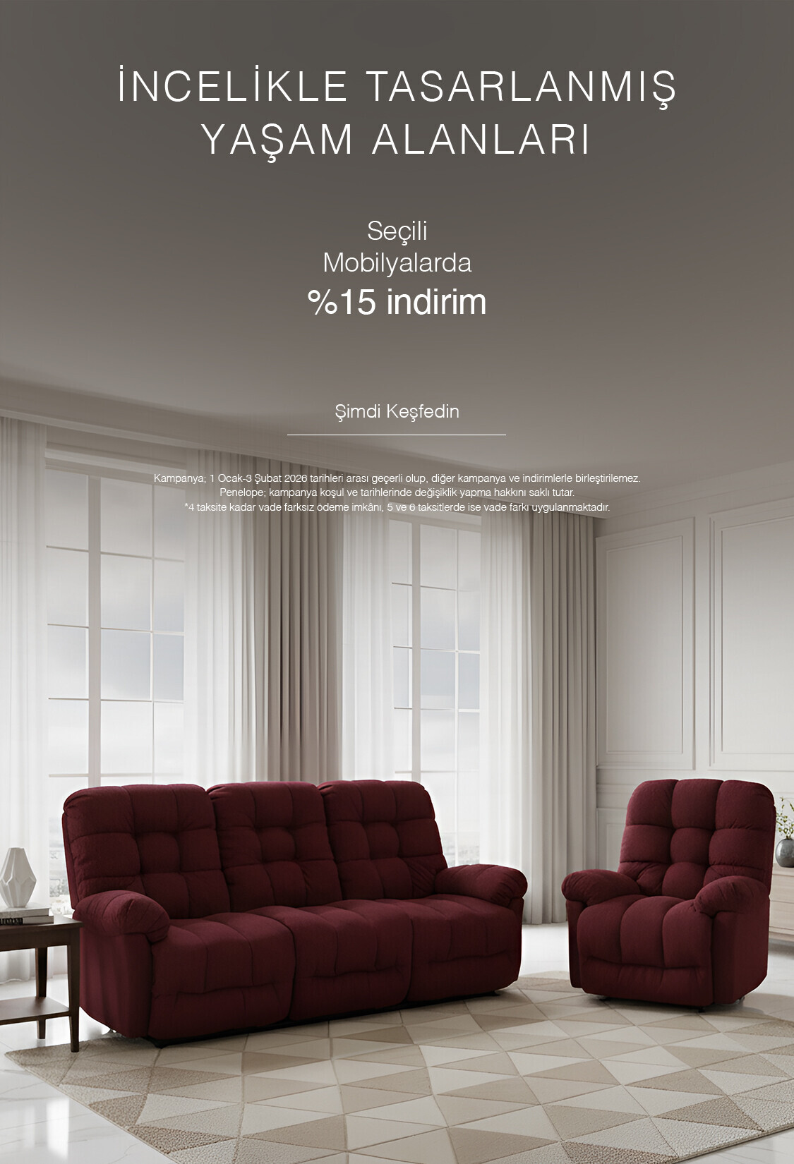 %15 İndirim | İncelikle Tasarlanmış Yaşam Alanları