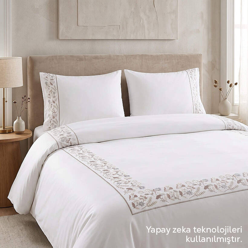 %100 Pamuk Saten Gardenia Line Nevresim Seti