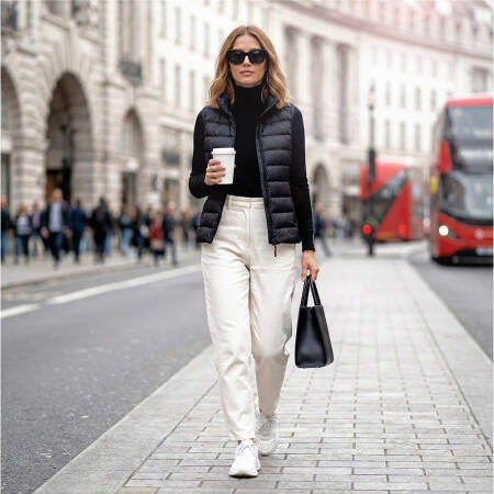 %100 Kaz Tüyü Aurora Kadın Yelek - Siyah/M - 1