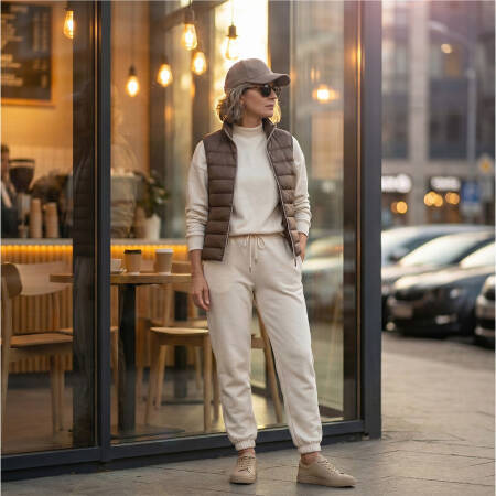 %100 Kaz Tüyü Aurora Kadın Yelek - Vizon /L - 4