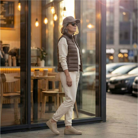 %100 Kaz Tüyü Aurora Kadın Yelek - Vizon /XL - 1