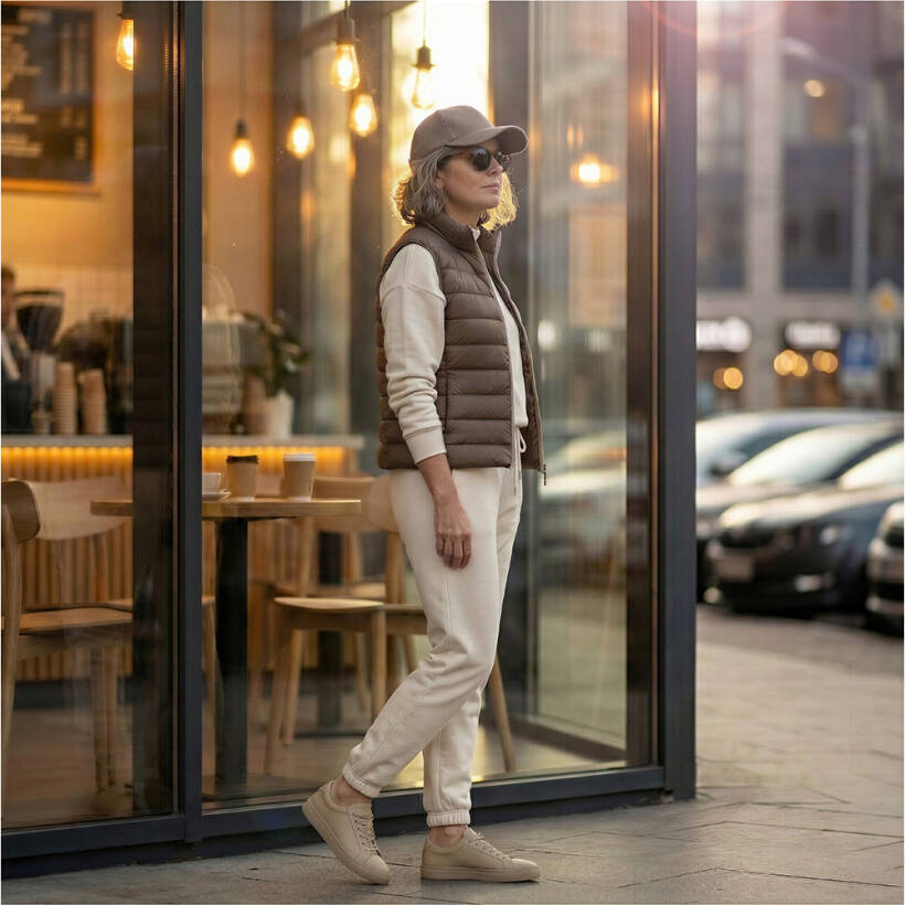 %100 Kaz Tüyü Aurora Kadın Yelek - Vizon /XL - PENELOPE