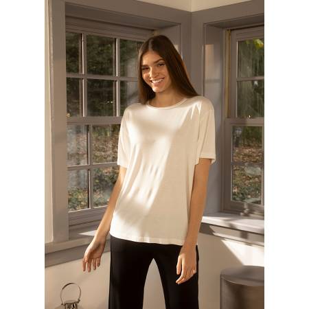 Kadın Kısa Kollu Tişört M Ekru - Baily Koleksiyonu - 1