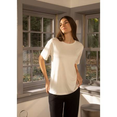 Kadın Kısa Kollu Tişört M Ekru - Baily Koleksiyonu - 3