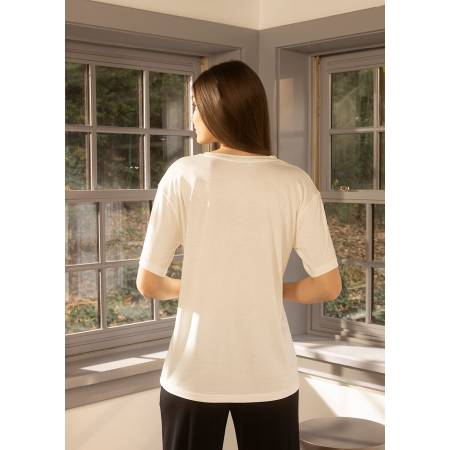 Kadın Kısa Kollu Tişört S Ekru - Baily Koleksiyonu - Penelope (1)