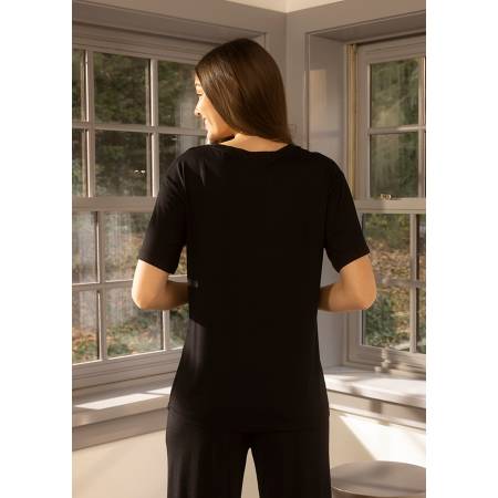 Kadın Kısa Kollu Tişört L Siyah - Baily Koleksiyonu - Penelope (1)