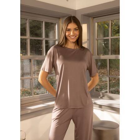 Kadın Kısa Kollu Tişört S Vizon - Baily Koleksiyonu - Penelope