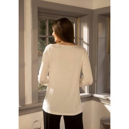 Kadın Uzun Kollu Tişört L Ekru - Baily Koleksiyonu - Penelope (1)
