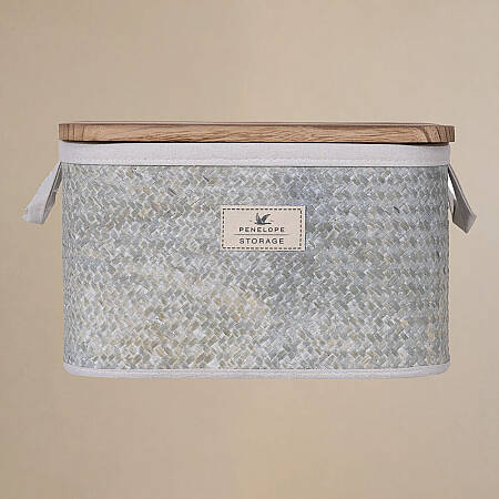 Baskia Kapaklı Kutu Gri - 36x26x22,5 cm - 2