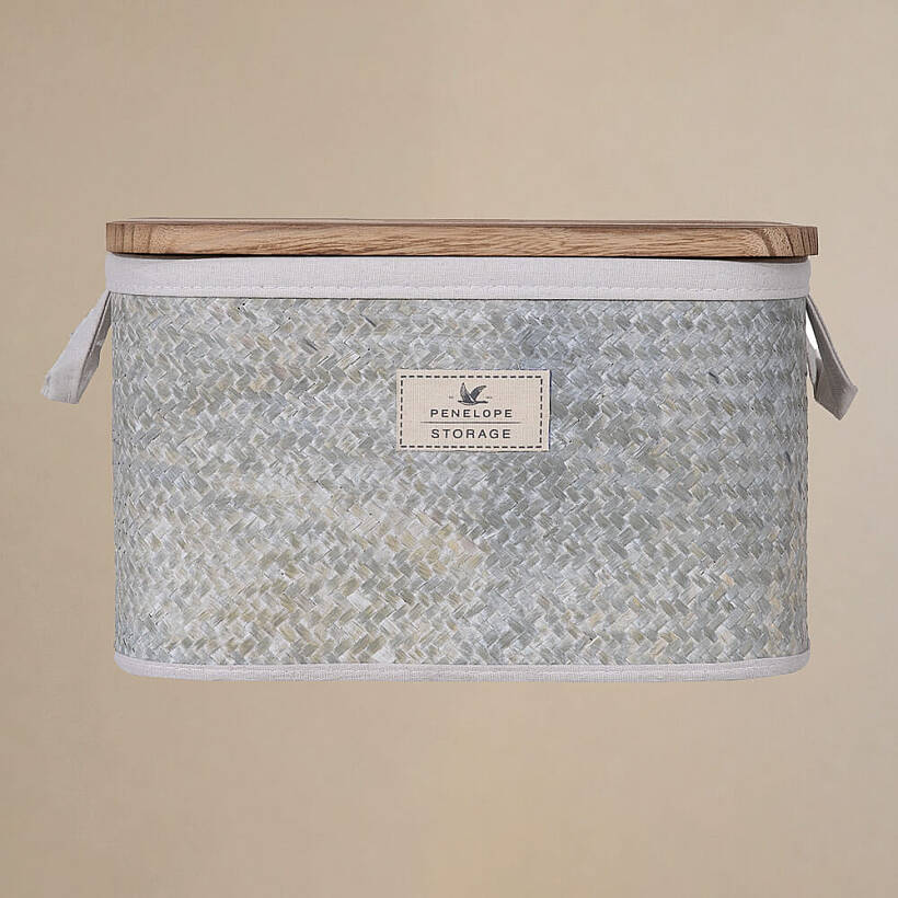 Baskia Kapaklı Kutu Gri - 36x26x22,5 cm - 