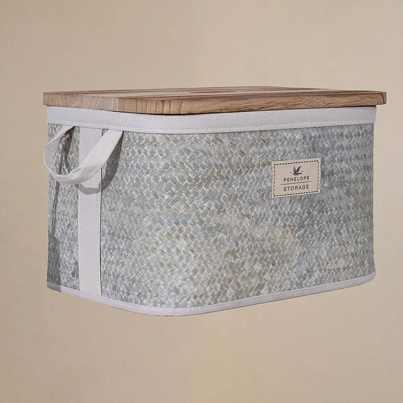 Baskia Kapaklı Kutu Gri - 36x26x22,5 cm - 