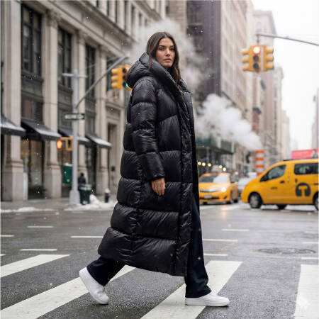 %100 Kaz Tüyü Boreal Kadın Uzun Mont - Siyah/L - 4