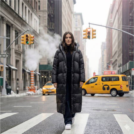 %100 Kaz Tüyü Boreal Kadın Uzun Mont - Siyah/L - 1