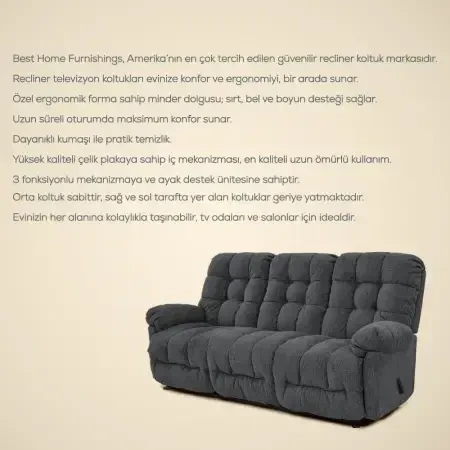 Brosmer 3'lü Kanepe ve TV Koltuğu Mavi - Best Home Furnishings - Penelope (1)