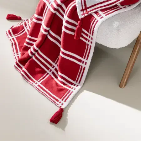 Triko Tv Battaniyesi Throw Kırmızı Koltuk Şalı - Bruma Serisi - 4