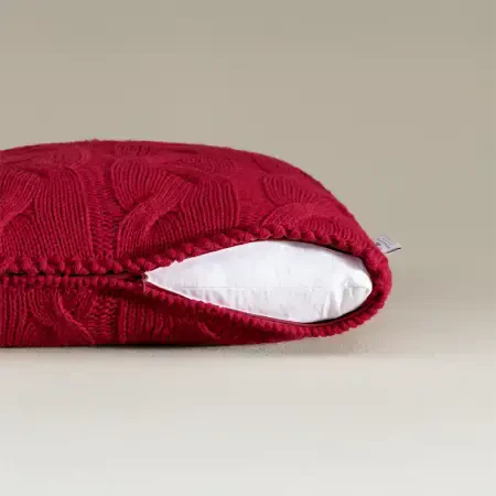 Triko Kırlent Kılıfı Kırmızı 45x45 cm - Cabella Serisi - 3