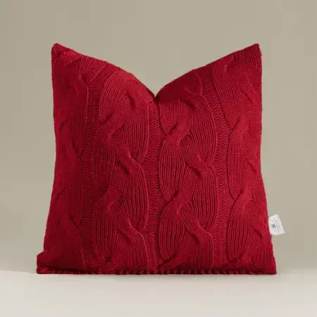 Triko Kırlent Kılıfı Kırmızı 45x45 cm - Cabella Serisi - 4