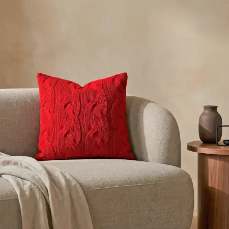 Triko Kırlent Kılıfı Kırmızı 45x45 cm - Cabella Serisi - 1