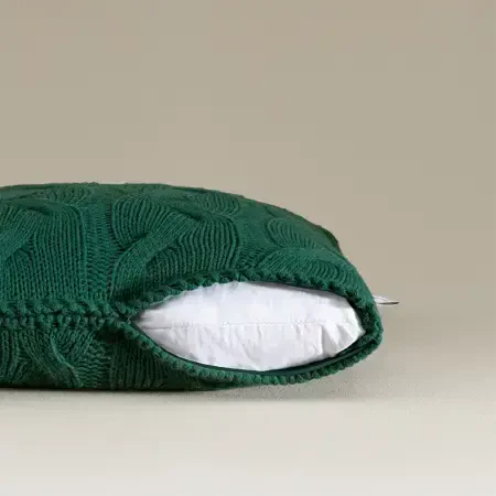 Triko Kırlent Kılıfı Yeşil 45x45 cm - Cabella Serisi - 3