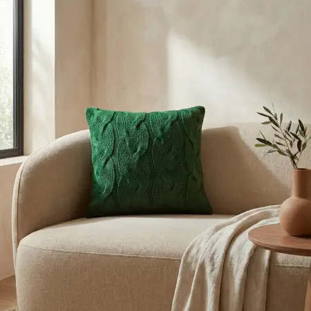 Triko Kırlent Kılıfı Yeşil 45x45 cm - Cabella Serisi - 1