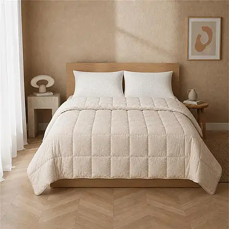 Çift Kişilik Çift Taraflı Welsoft Comforter Yorgan Seti Krem 195x215 cm - Dormio Soft Bloom Serisi - 1