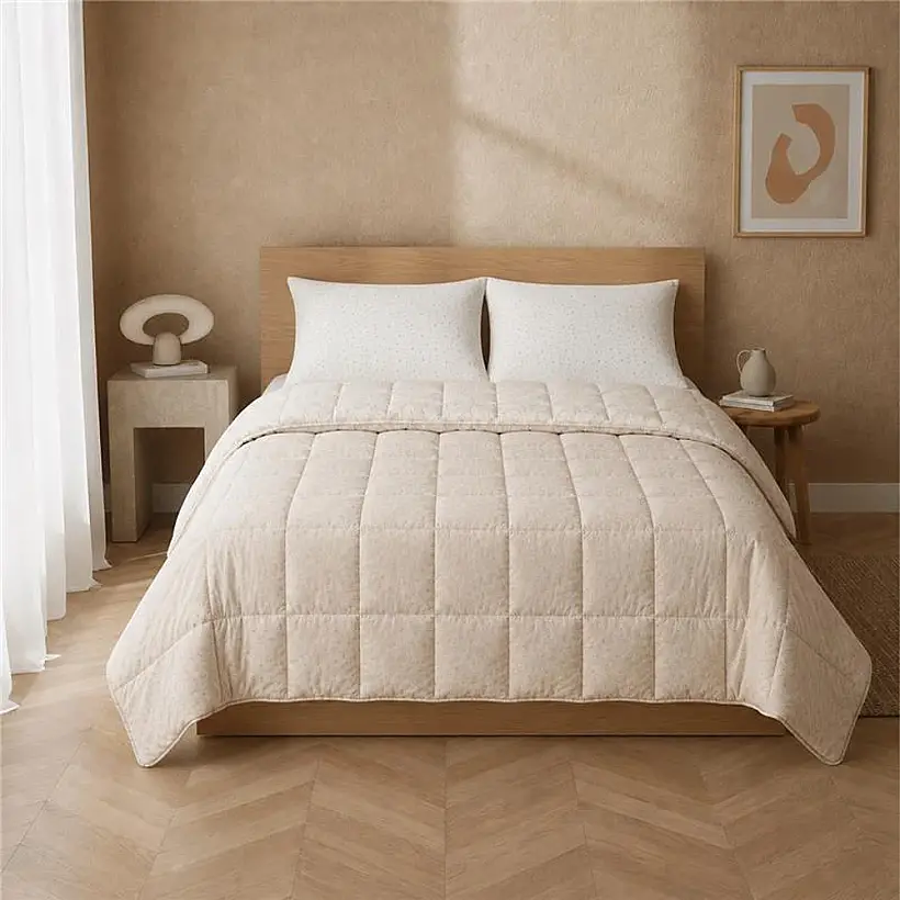 Çift Kişilik Çift Taraflı Welsoft Comforter Yorgan Seti Krem 195x215 cm - Dormio Soft Bloom Serisi - 