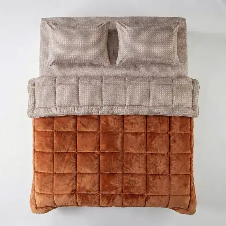 Çift Kişilik Çift Taraflı Welsoft Comforter Yorgan Seti Turuncu 195x215 cm - Dormio Soft Trigo Serisi - 2