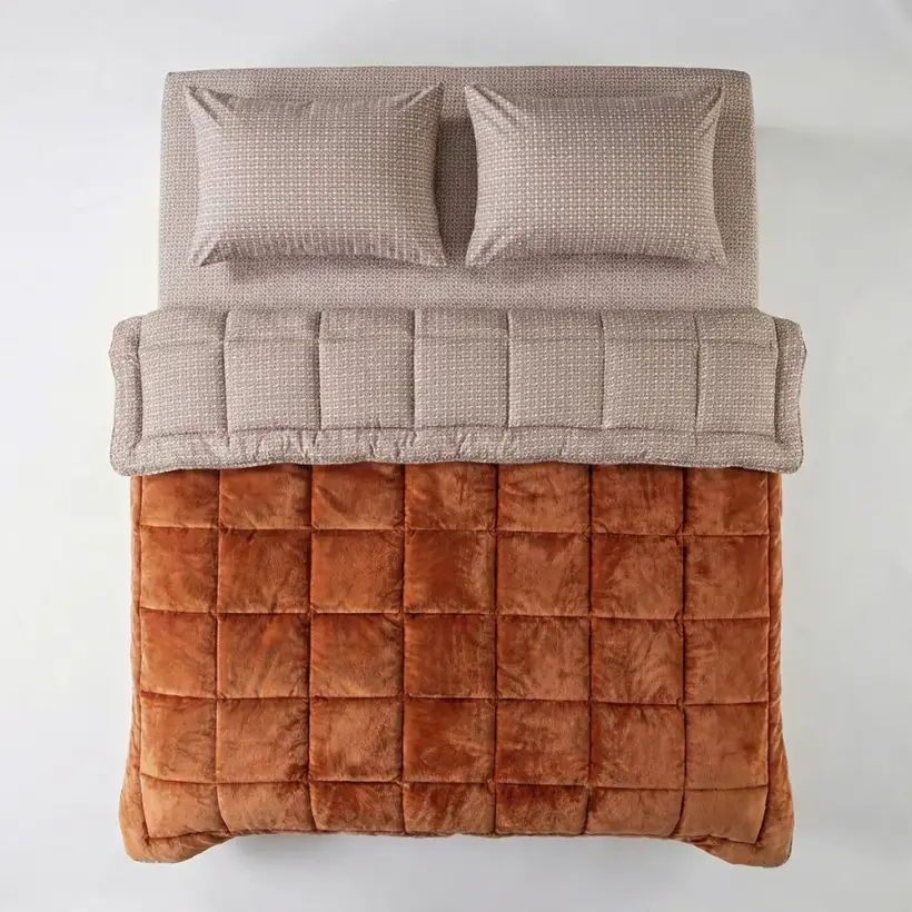 Çift Kişilik Çift Taraflı Welsoft Comforter Yorgan Seti Turuncu 195x215 cm - Dormio Soft Trigo Serisi - 