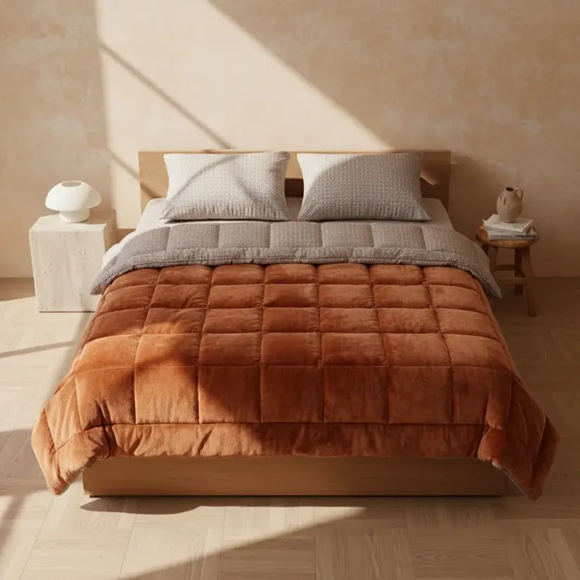 Çift Kişilik Çift Taraflı Welsoft Comforter Yorgan Seti Turuncu 195x215 cm - Dormio Soft Trigo Serisi - 