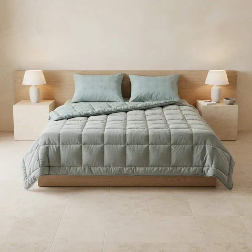 Çift Kişilik Çift Taraflı Welsoft Comforter Yorgan Seti Yeşil 195x215 cm - Dormio Soft Bloom Serisi - Othello