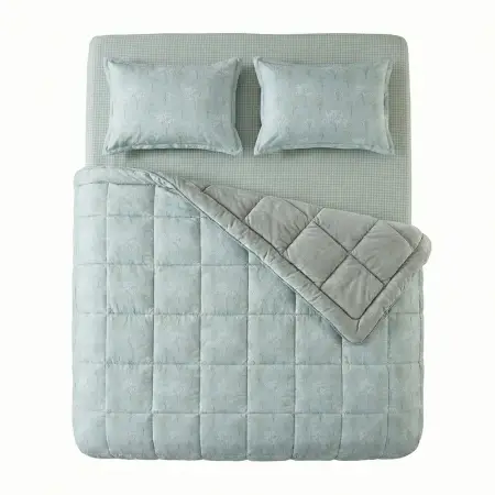 Çift Kişilik Çift Taraflı Welsoft Comforter Yorgan Seti Yeşil 195x215 cm - Dormio Soft Bloom Serisi - 4