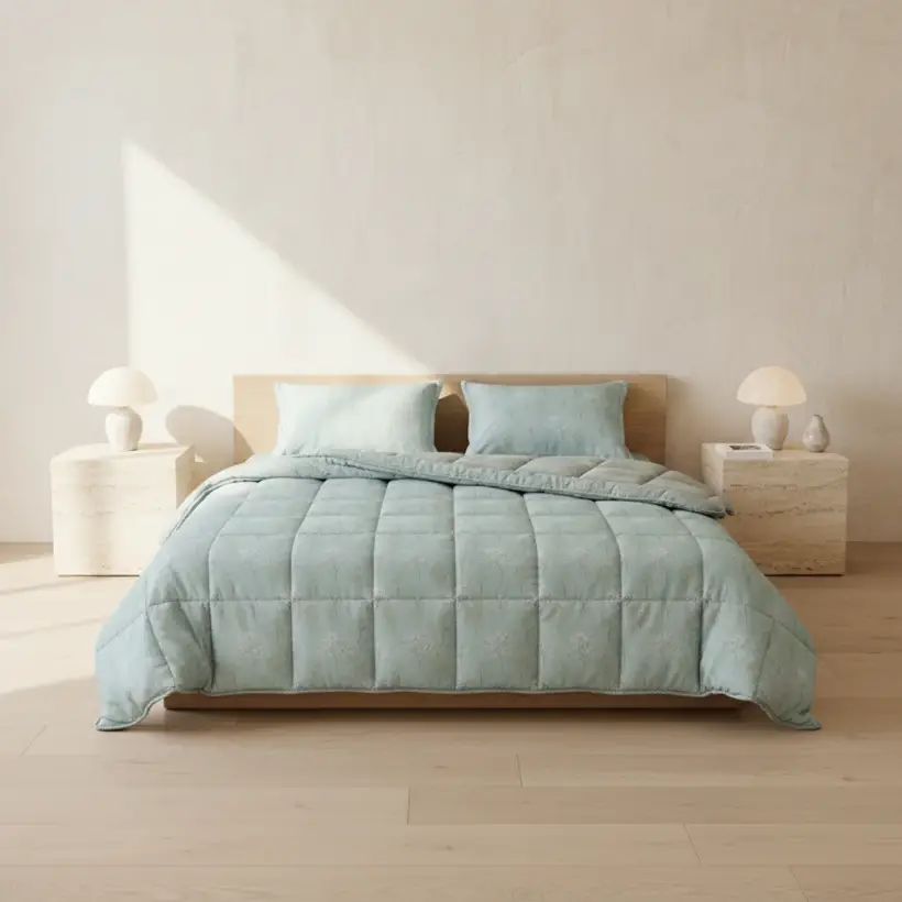 Çift Kişilik Çift Taraflı Welsoft Comforter Yorgan Seti Yeşil 195x215 cm - Dormio Soft Bloom Serisi - 