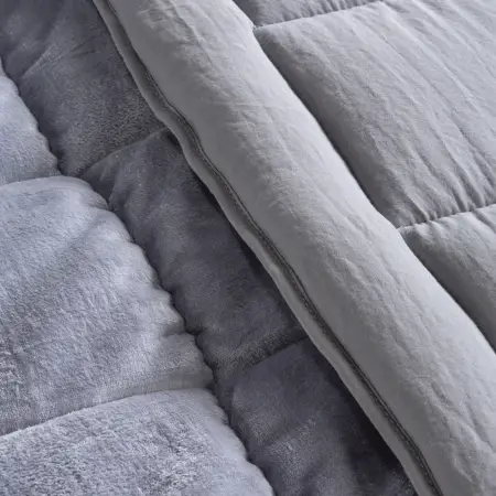 Çift Kişilik Çift Taraflı Welsoft Yorgan Gri 195x215 cm - Velour Serisi - 3