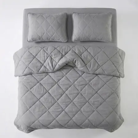 Microfiber Kumaş Çift Kişilik Gri Yastık Yorgan Seti - Colors in Comfort - Penelope (1)