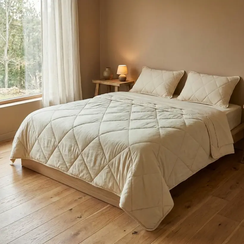 Microfiber Kumaş Çift Kişilik Krem Yastık Yorgan Seti - Colors in Comfort - Penelope