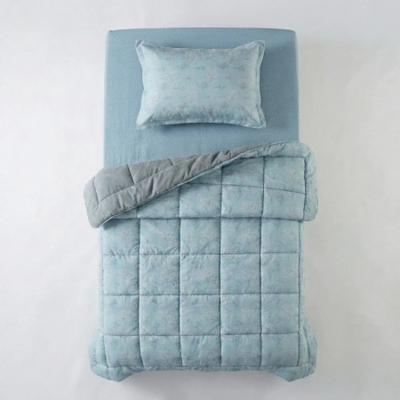 Çift Taraflı Welsoft Comforter Yorgan Seti Mavi - Dormio Soft Bloom Serisi - OTHELLO (1)