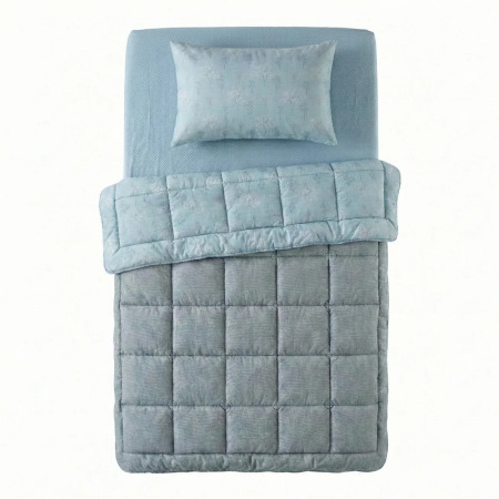 Çift Taraflı Welsoft Comforter Yorgan Seti Mavi - Dormio Soft Bloom Serisi - 4