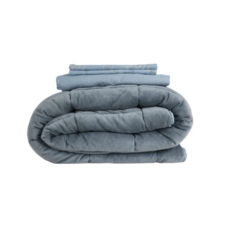 Çift Taraflı Welsoft Comforter Yorgan Seti Mavi - Dormio Soft Bloom Serisi - 5