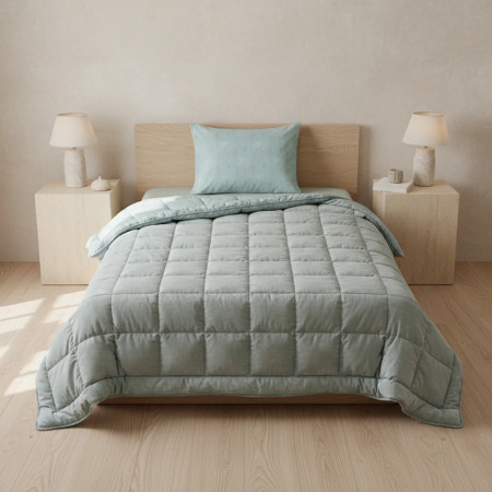 Çift Taraflı Welsoft Comforter Yorgan Seti Yeşil - Dormio Soft Bloom Serisi - 4