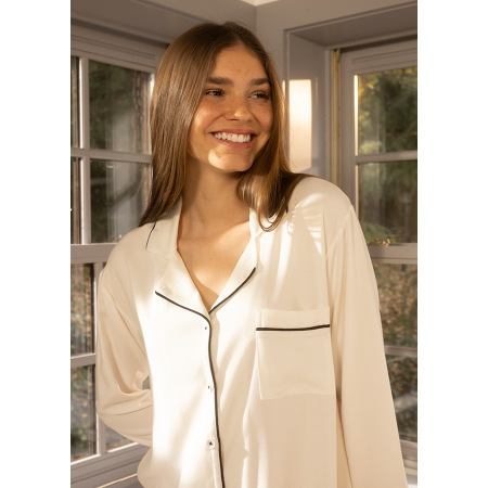 %100 Viskon Gecelik Ekru - Cool White Serisi - 3