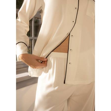 %100 Viskon Pijama Takımı Ekru XL - Cool White Serisi - 5