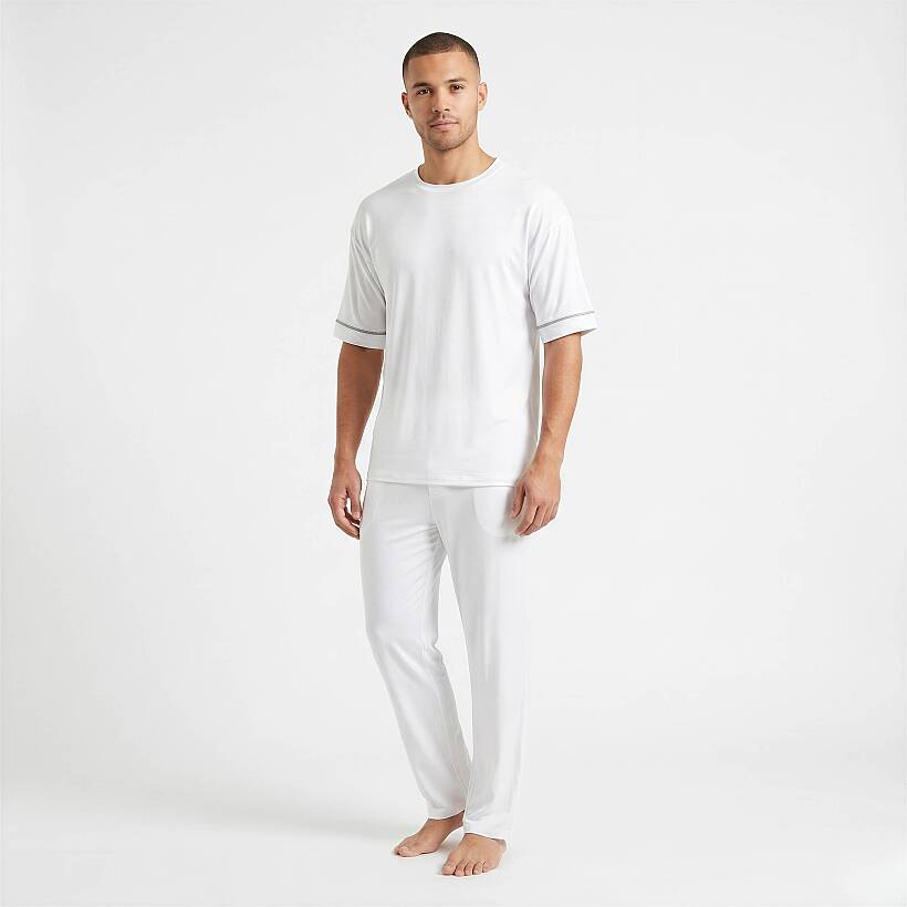 Cooling Jersey Erkek Pijama Takımı - Beyaz - 