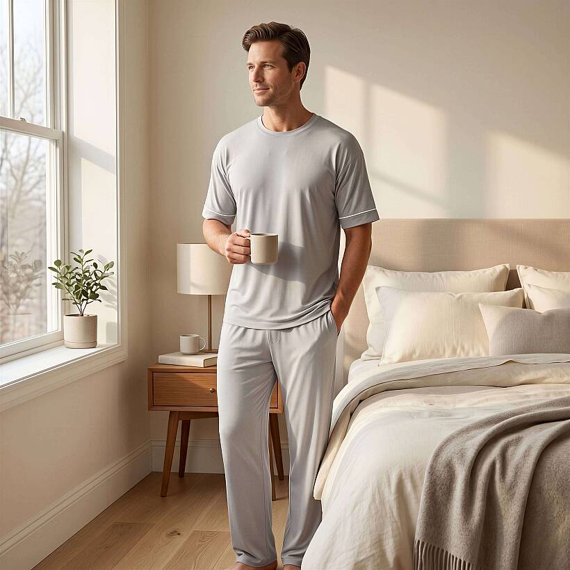 Cooling Jersey Erkek Pijama Takımı - Gri - 