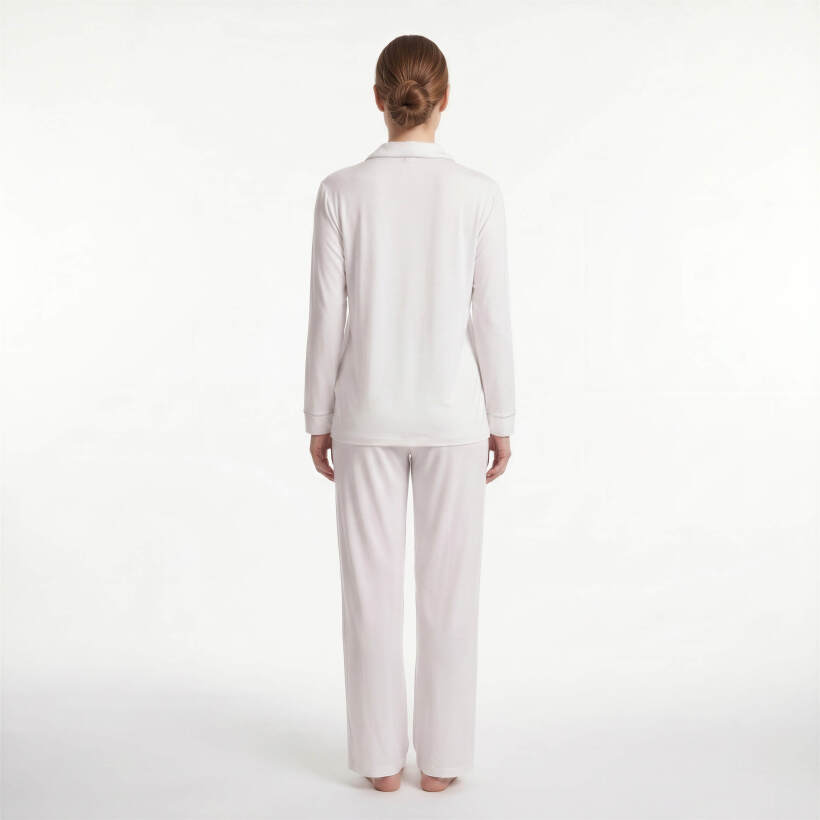 Cooling Jersey Kadın Gömlek Pijama Takımı - Beyaz - 