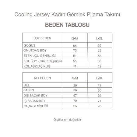 Cooling Jersey Kadın Gömlek Pijama Takımı - Beyaz - 7
