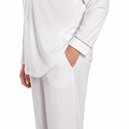 Cooling Jersey Kadın Gömlek Pijama Takımı - L/XL - Beyaz - 6