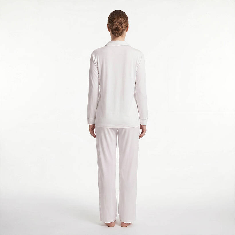 Cooling Jersey Kadın Gömlek Pijama Takımı - L/XL - Beyaz - 